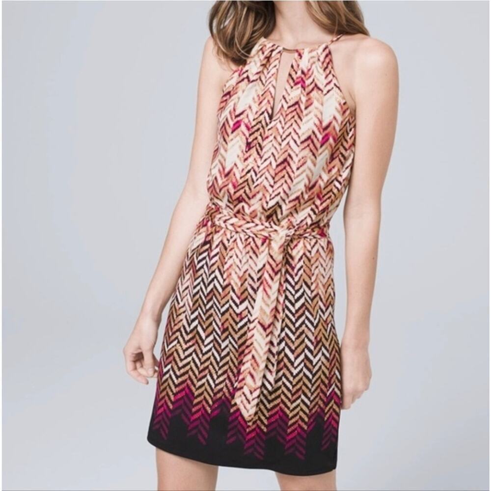 White House Black Market Sleeveless Keyhole Chevron Mini Dress